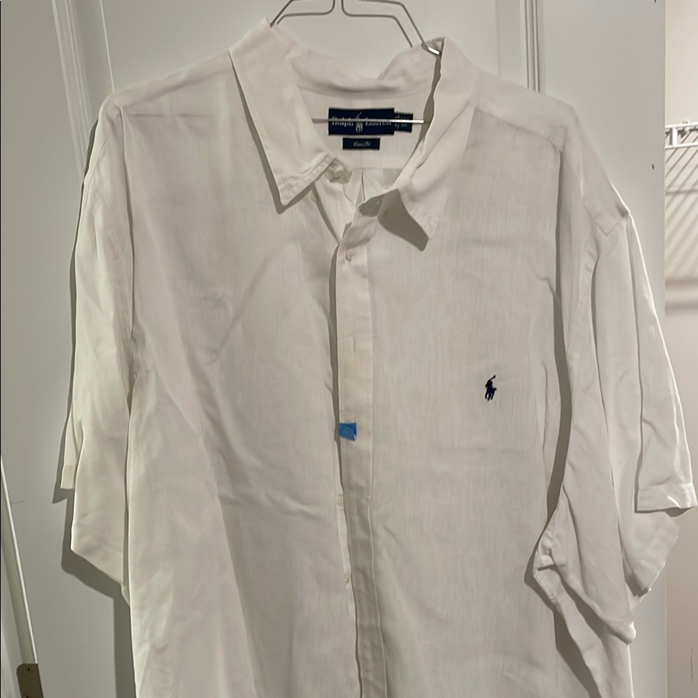Polo by Ralph Lauren Men's White Linen Short Sleeve Shirt